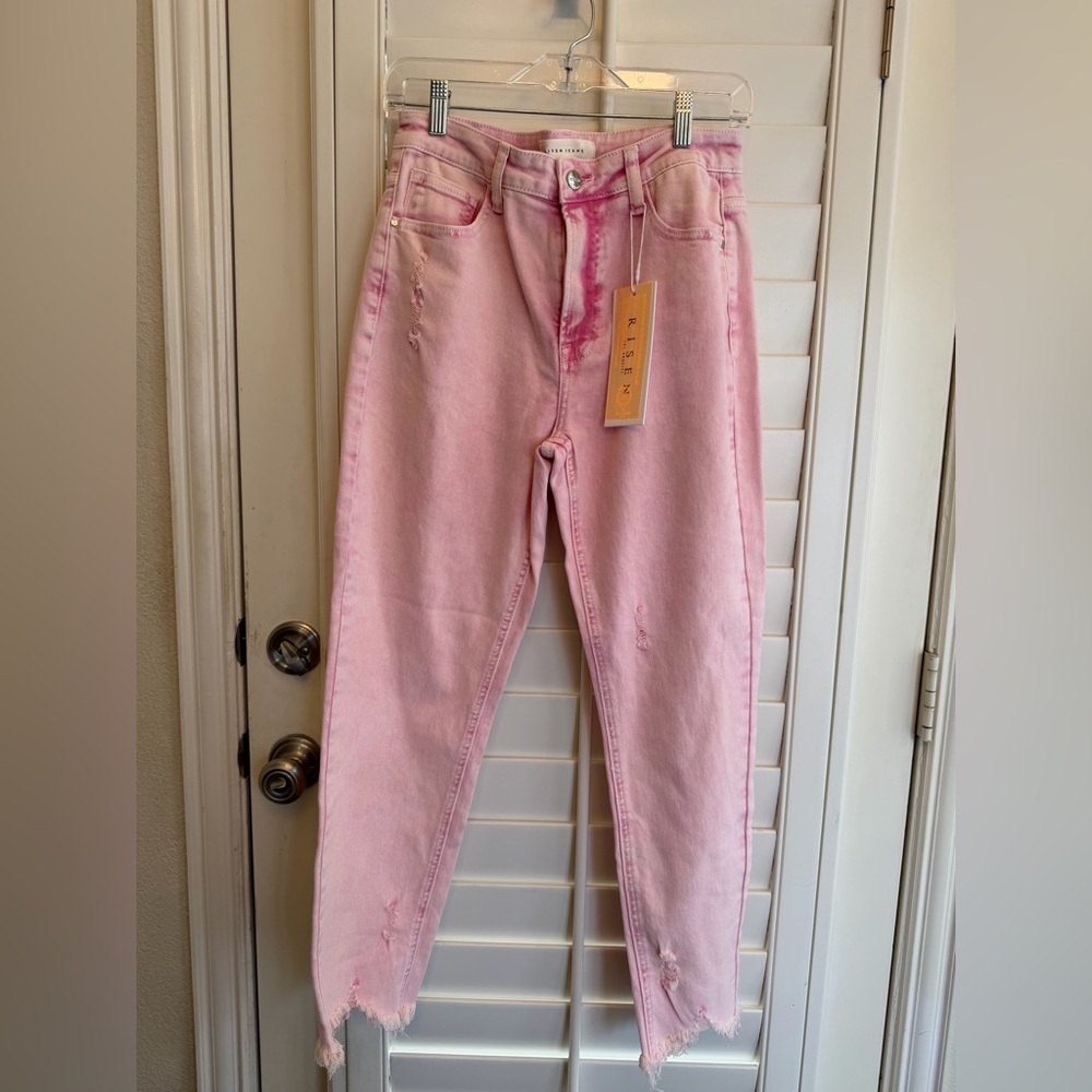 NWT RISEN Pink Acid Wash High Waisted Jeans – Size 27